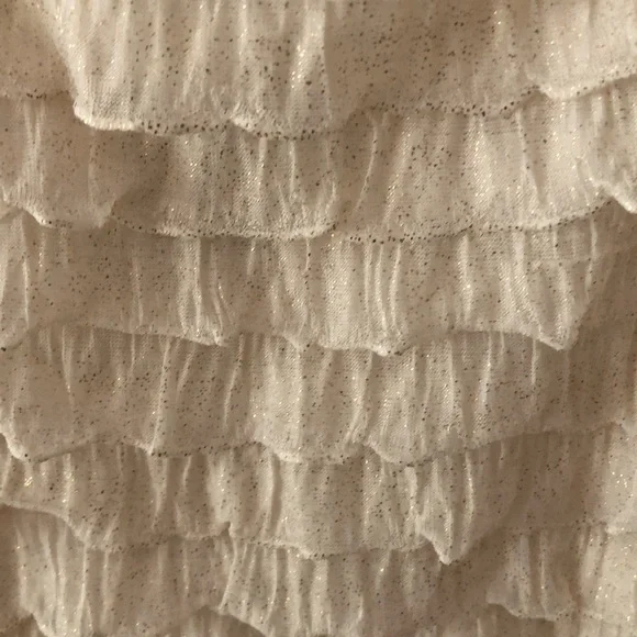 Free People NEVER WORN mini dress with ruffles. Ivory with a little bit of gold. - Picture 5 of 5